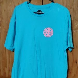 Maui & Sons Shark Logo Mens Graphic Tee SZ XL Blue